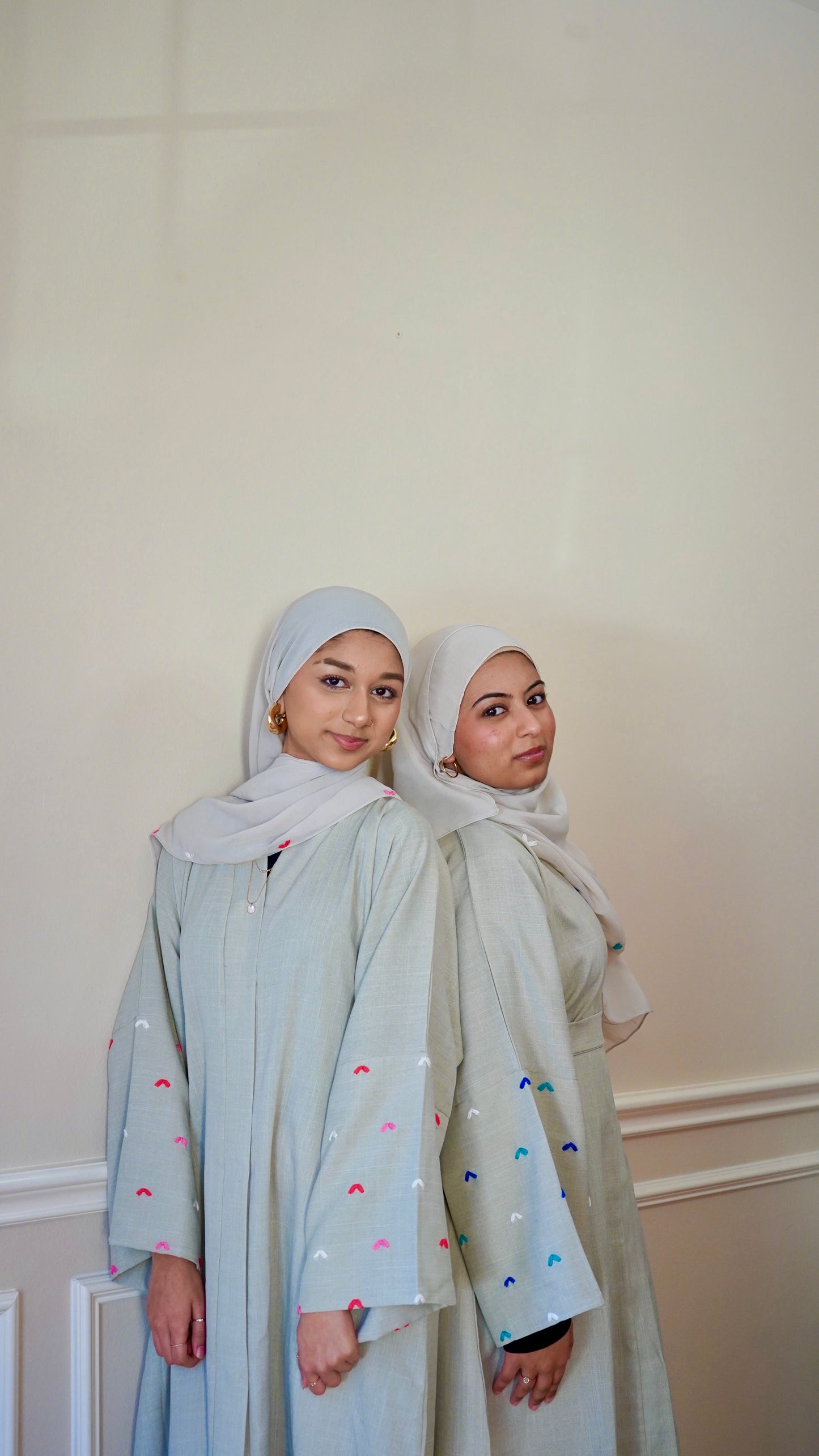 Heart Embroidery Open Front Robe, Elegant Long Sleeve With Pockets