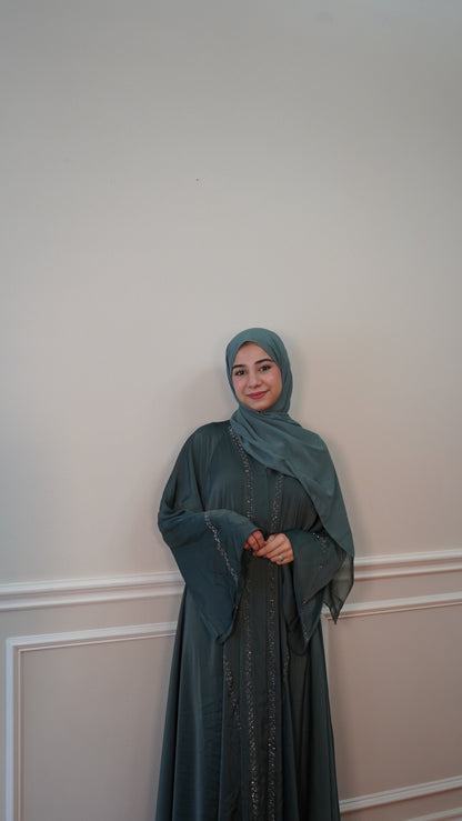 Sage Serenity – Everyday Luxury Abaya with Hijab | Modest Wear for Masjid & Outings