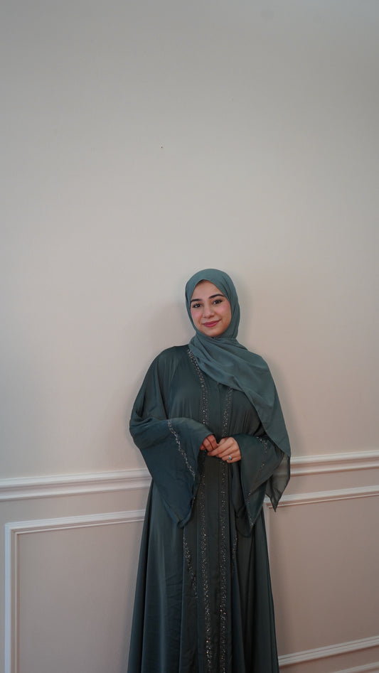 Sage Serenity – Everyday Luxury Abaya with Hijab | Modest Wear for Masjid & Outings