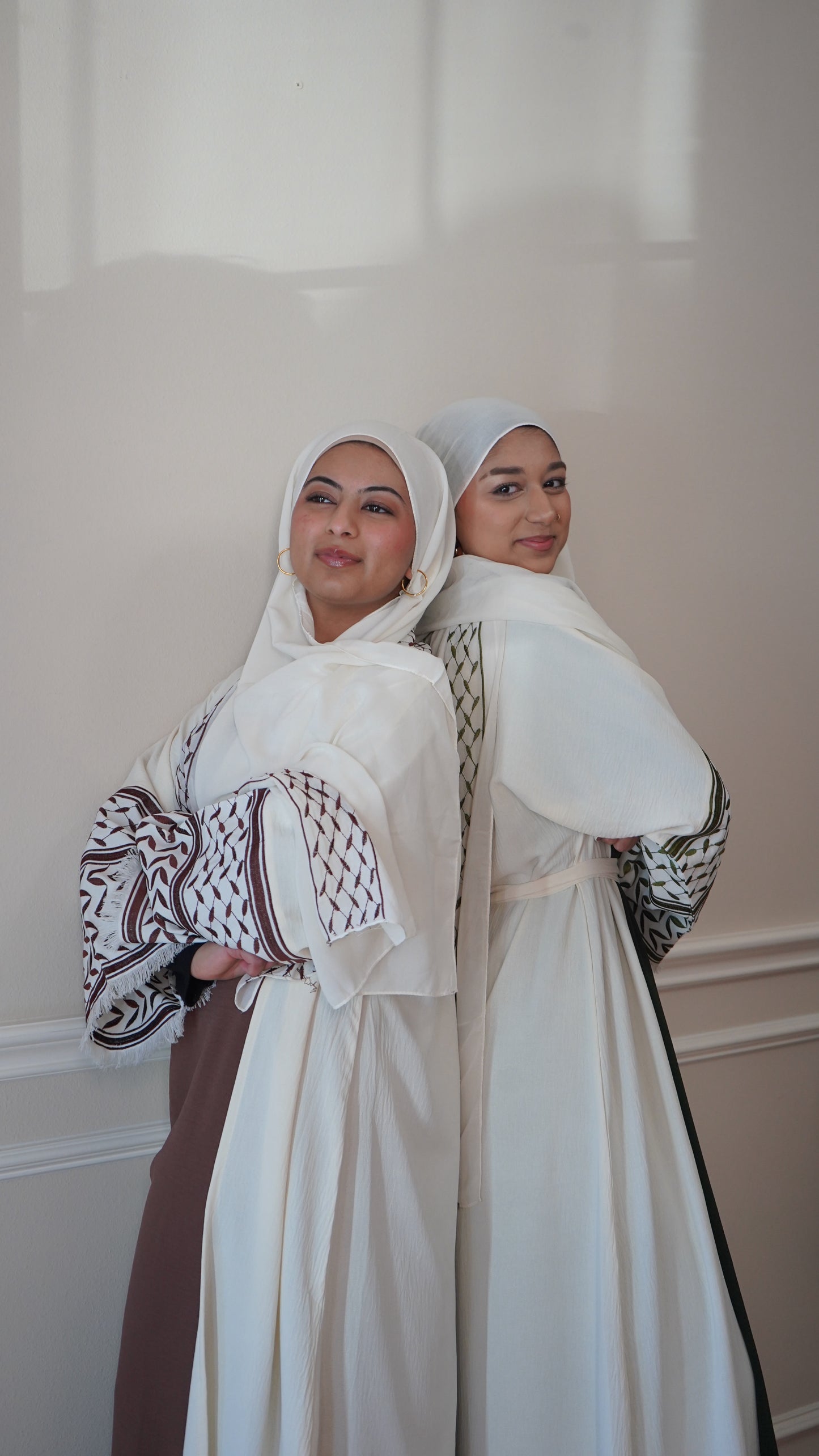 Keffiyeh Abaya Palestinian Embroidery open Abaya With Hijab And Belt 4-piece