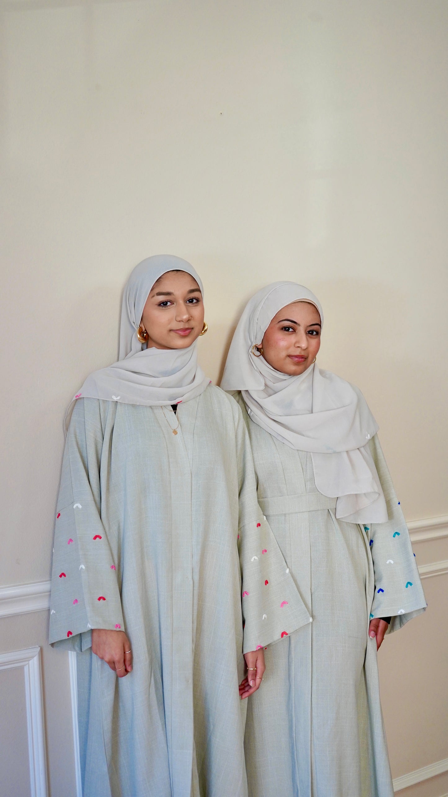 Heart Embroidery Open Front Robe, Elegant Long Sleeve With Pockets